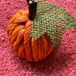Decorative Orange Pumpkin with Green Leaf
